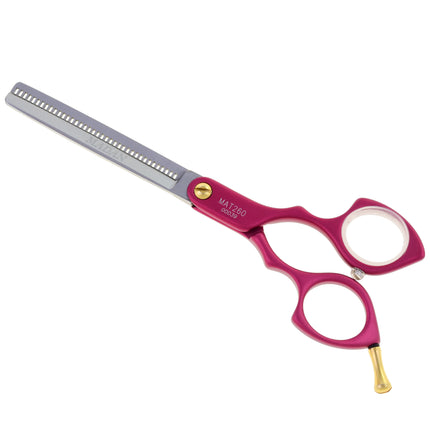 Madan Pet Grooming Thinning - professional, ultra-lightweight single-sided thinning shears made of Japanese stainless steel, aluminum handle - red