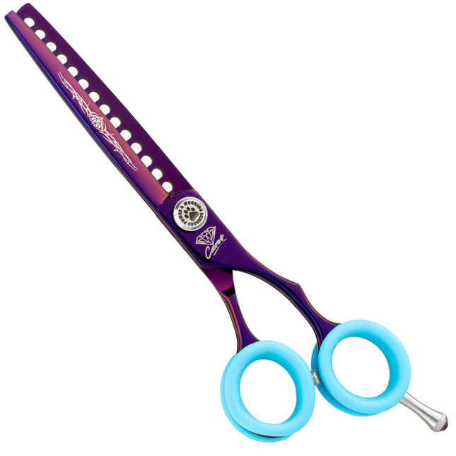 P&W Carat Chunker Scissors - single-sided thinning shears with micro-serration, 14 teeth