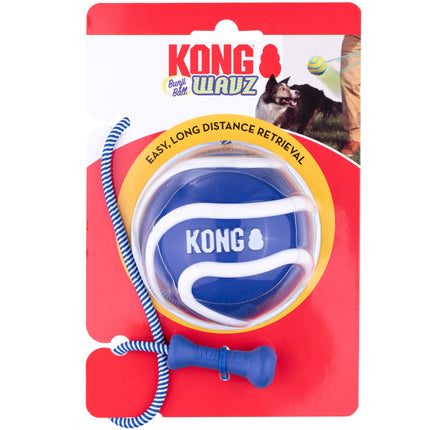 KONG Wavz Bunji Ball L - dog ball with elastic cord, floating fetch toy