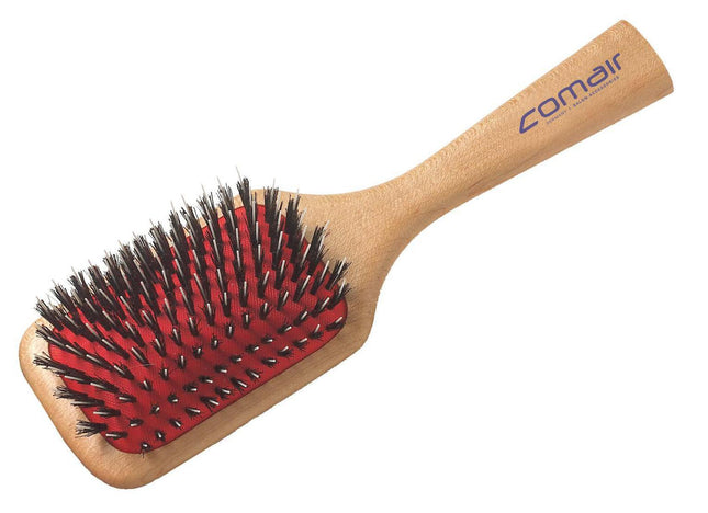 Comair Wooden Paddle Brush - small brush for normal and thicker hair, with natural bristles and nylon.