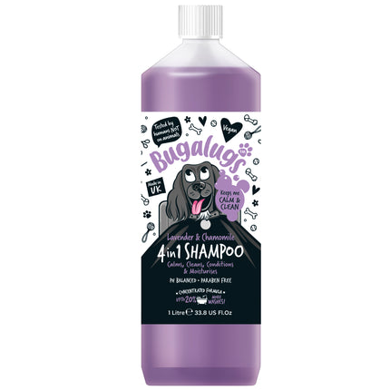 Bugalugs 4in1 Dog Shampoo - calming shampoo for dogs, with lavender and chamomile, concentrate 1:10