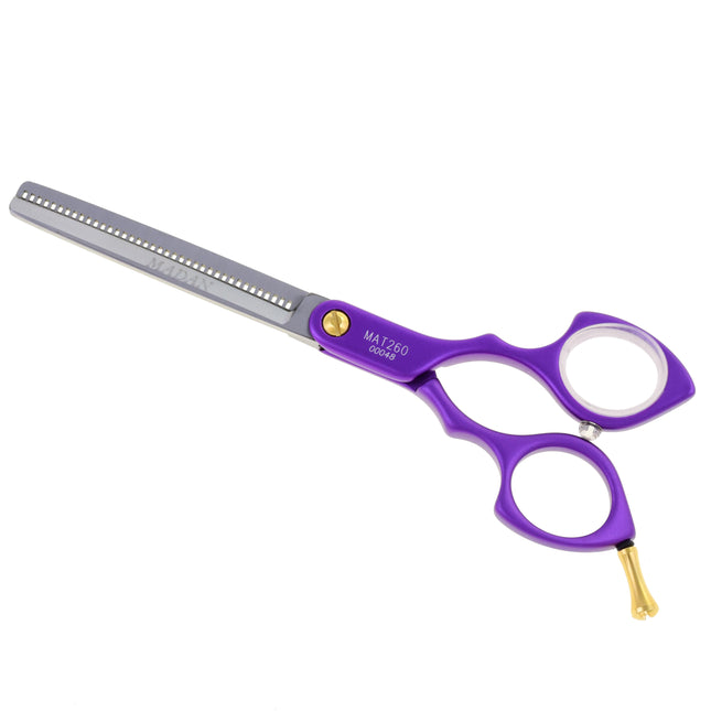 Madan Pet Grooming Thinning - professional, ultra-lightweight single-sided thinning shears made of Japanese stainless steel, aluminum handle - purple