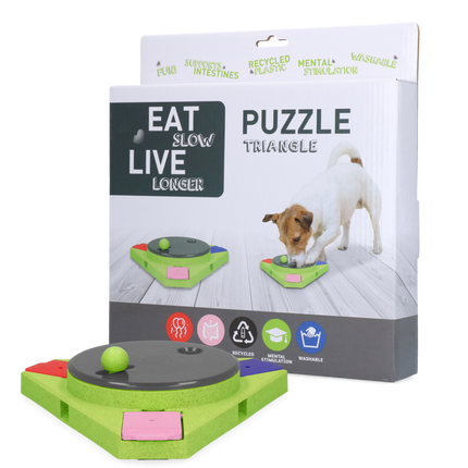 Eat Slow Live Longer Puzzle Triangle - dog intelligence toy, triangle