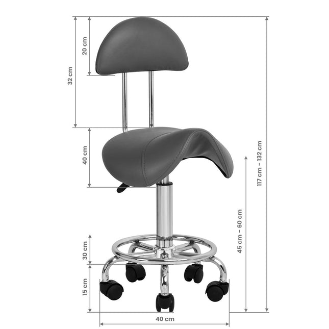 Activ 6001 Grey - comfortable grooming stool with contoured seat and backrest, gray