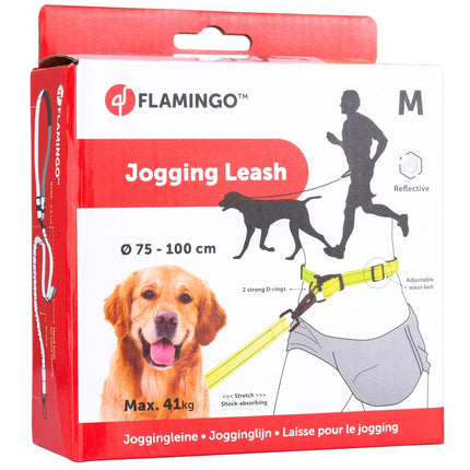 Flamingo Diran Jogging Leash Fluo - jogging leash for running with your dog, with a shock absorber