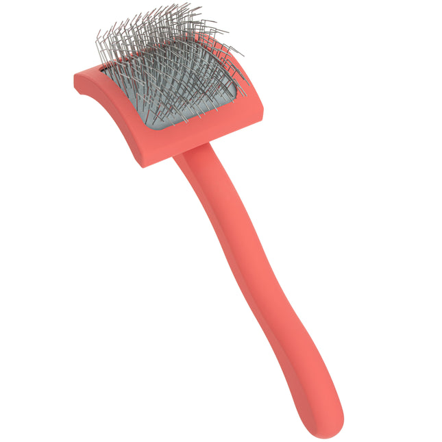 Chris Christensen Baby G Coral Slicker Brush - long pin poodle brush, coral