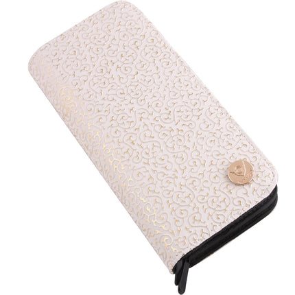 Aeolus Scissors Case White/Gold - spacious case for scissors and combs, two pockets