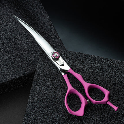 Jargem Curved Scissors - curved grooming scissors with a soft, ergonomic handle in color