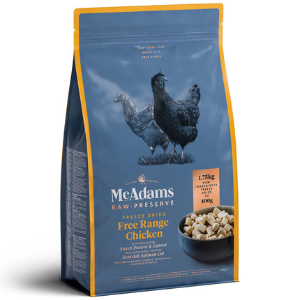 McAdams Freeze Dried Free Range Chicken - freeze-dried food for puppies and adult dogs, chicken with vegetables