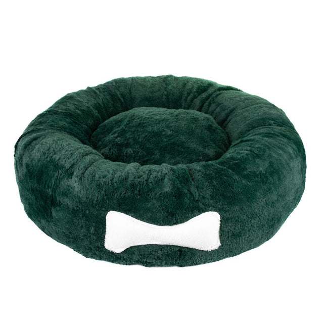 Biglo Plush Donut - soft, fluffy, and stress-relieving dog bed, emerald green