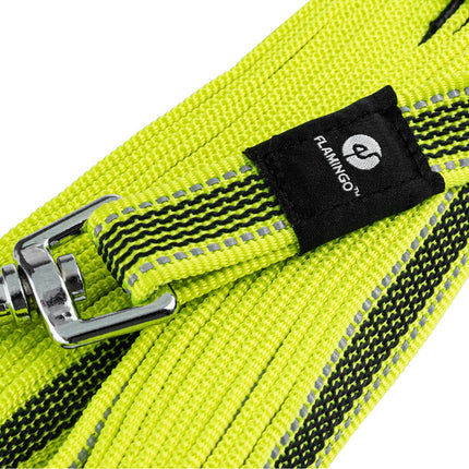 Flamingo Xeno Training Tracking Leash Fluo - training leash for dogs, tracking and training loop, with rubber coating, neon yellow