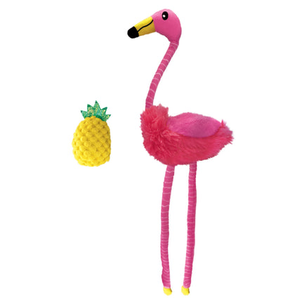 KONG Tropics Flamingo - crinkling cat toy with catnip, 2-in-1 flamingo and pineapple