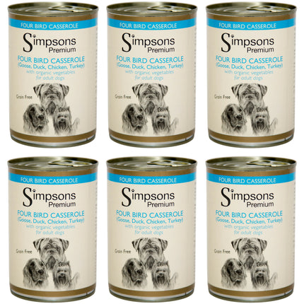 Simpsons Premium Four Bird Casserole - wet food for dogs, with poultry and vegetables, grain-free