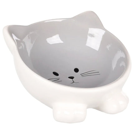 Flamingo Puzi Grey Bowl - ceramic bowl for cats, elevated, kitten