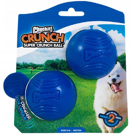 Chuckit! Super Crunch Ball M (6.4cm) - crunchy, crackling rubber ball for dogs - 2pcs