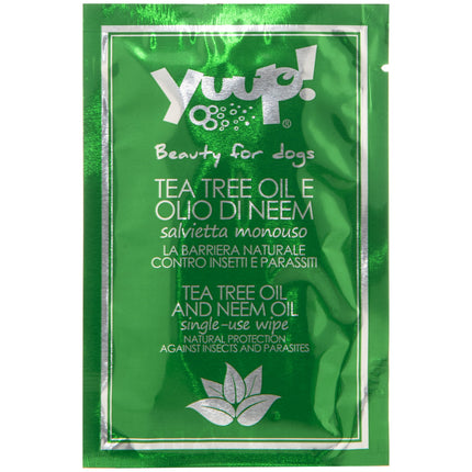 Yuup! Tea Tree and Neem Oil Wipes - fur wipes that repel insects and parasites, for dogs and cats - 1 piece