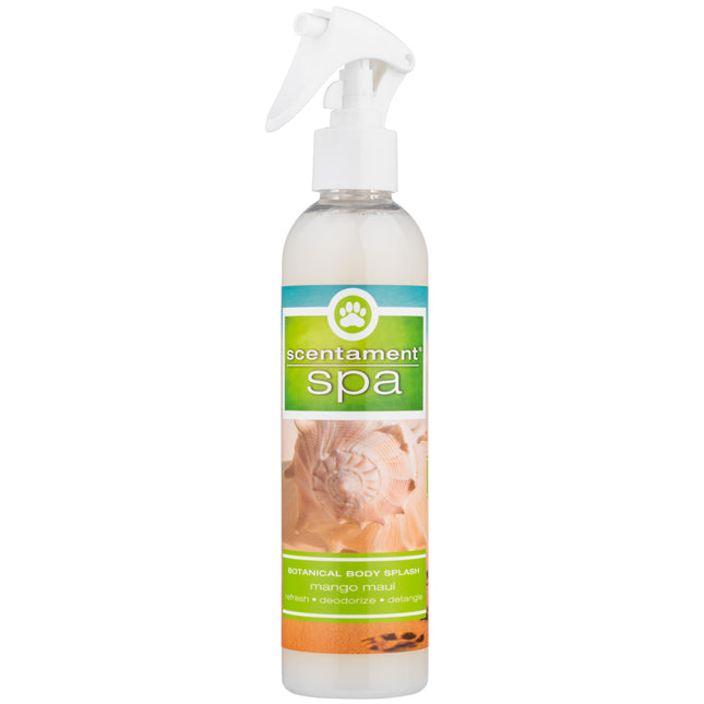 Best Shot Scentament Spa Mango Maui Spray - anti-static scented conditioner that makes brushing fur easier, with a tropical fruit fragrance.