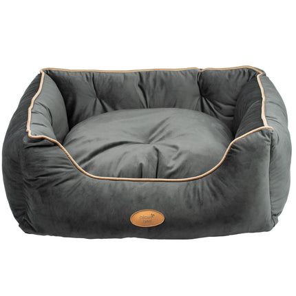 Blovi Bed Velur Love Lux Dark Grey - velour pet bed for dogs and cats, with a dark grey trim