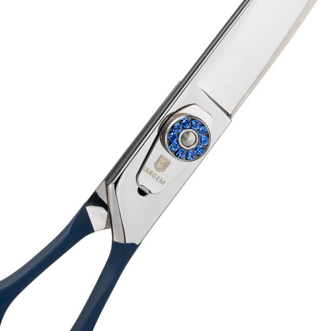 Jargem Curved Scissors - curved grooming scissors with decorative screw, navy blue