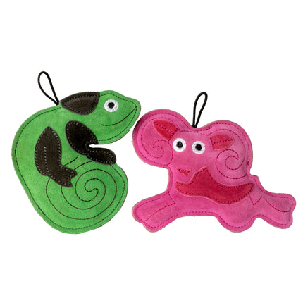 Kiwi Walker Leather Toy Chameleon - natural leather toy for dogs, chameleon