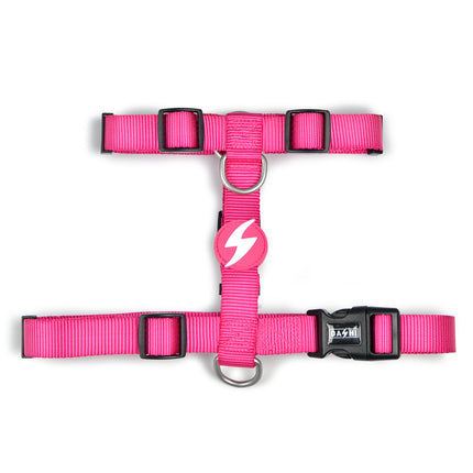 Dashi Solid Back Harness Pink - adjustable guard harness for dogs, pink