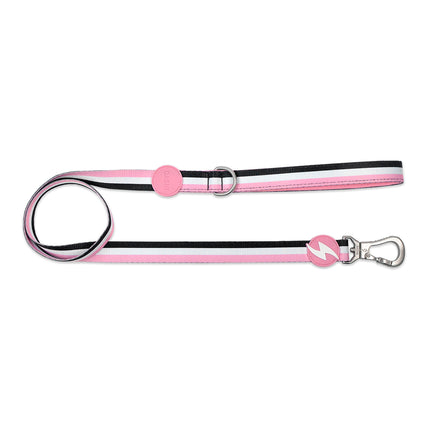 Dashi Stripes Pink & Black Leash 120cm - urban tape leash for dogs, stripes