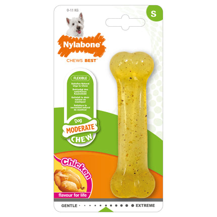 Nylabone Moderate Chicken - flexible chew toy for small dogs, chicken flavor