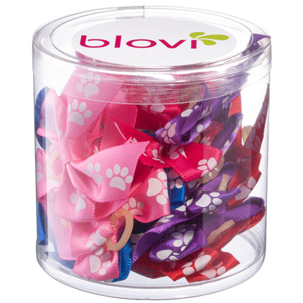 Blovi Bows Paws 25 pcs - colorful bows with paws, on elastic bands, for dogs