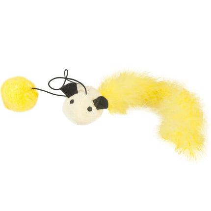 Flamingo Cat Mouse Ball - mouse toy with a ball for cats, featuring a boa feather tail, slightly crinkly