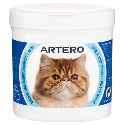 Artero Eyes & Nose Cleaner Finger Wipes for Cats 50 pcs - wipes for cleaning the eye and nose areas of cats, designed to be worn on the finger.