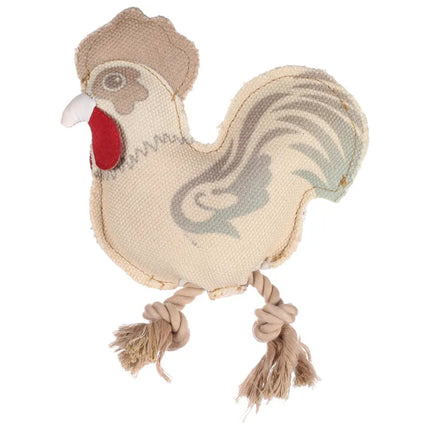 Flamingo Rooster - dog toy, rooster with rope and squeaker