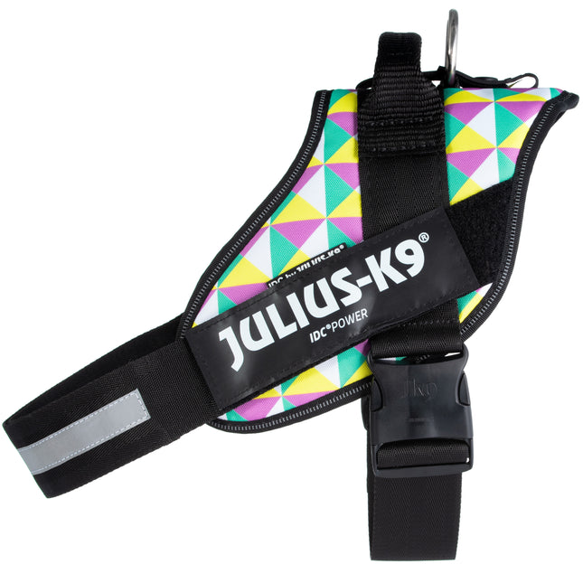 Julius - K9 IDC Powerharness Retro - dog harness with reflectors, in colorful triangles