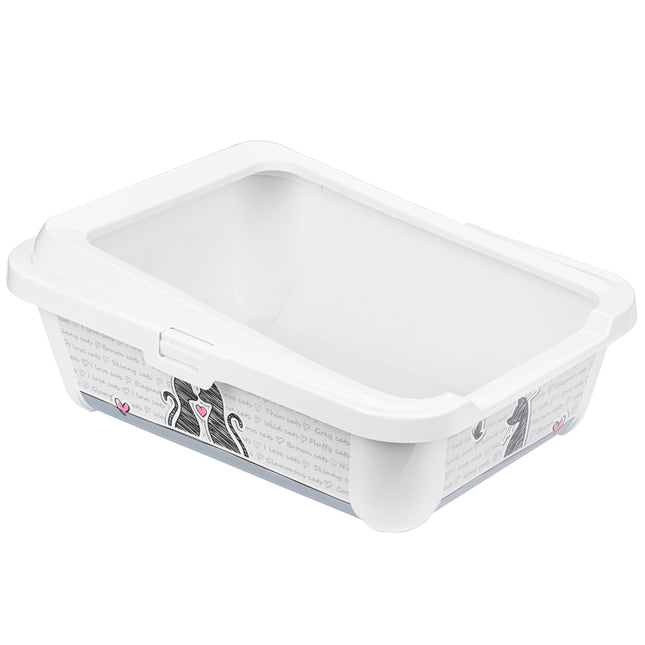 Record Con Amore Cat Litter Box - high cat litter box, open with a frame, featuring graphics