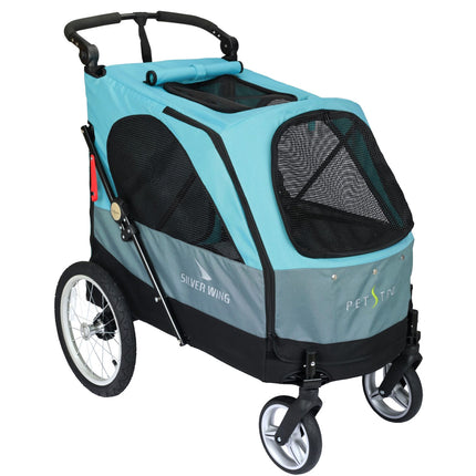 Show Tech Petstro Large 4-Wheel Buggy Turquoise/Grey - stroller for dogs, cats, large stroller, for