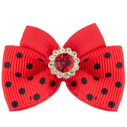 Blovi Bow Glamour satin polka dot bow with decorative stone