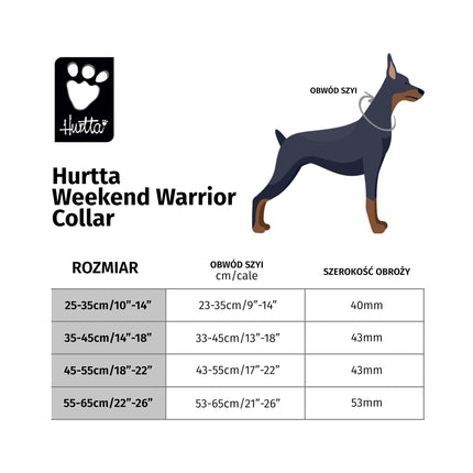 Hurtta Weekend Warrior Collar Raven - waterproof dog collar - 55 - 65cm