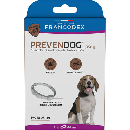 Francodex PrevenDog 60cm - therapeutic collar for ticks and mosquitoes, for small and medium dogs - 1 piece - promotion due to expiration date: 31/10/202