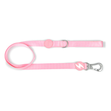 Dashi Solid Leash Baby Pink 120cm - urban dog leash, nylon, light pink