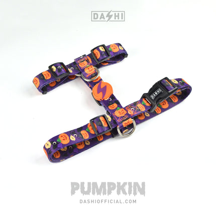 Dashi Pumpkin Back Harness - adjustable guard harness for dogs, Halloween pumpkin pattern