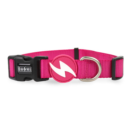 Dashi Solid Collar Pink - dog collar, nylon, pink