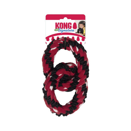 KONG Signature Rope Double Ring Tug - elastic tug toy for dogs, rings made of fleece and cotton