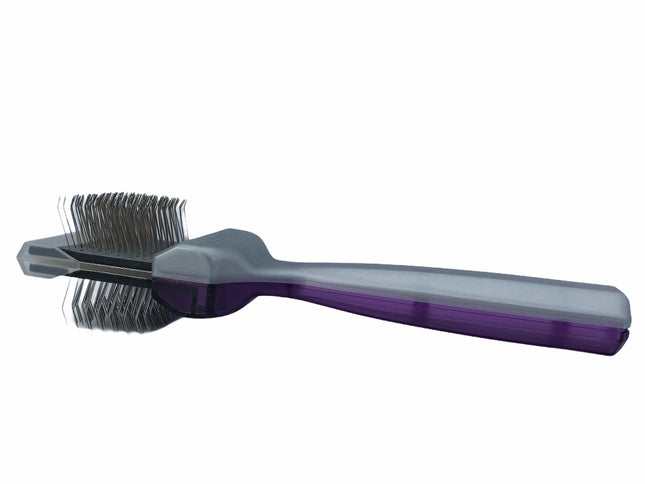 ActiVet Duo Plus Brush Tufffinish Coater 2-in-1 - two stiff brushes in one, for detangling and removing undercoat - small 4.5cm