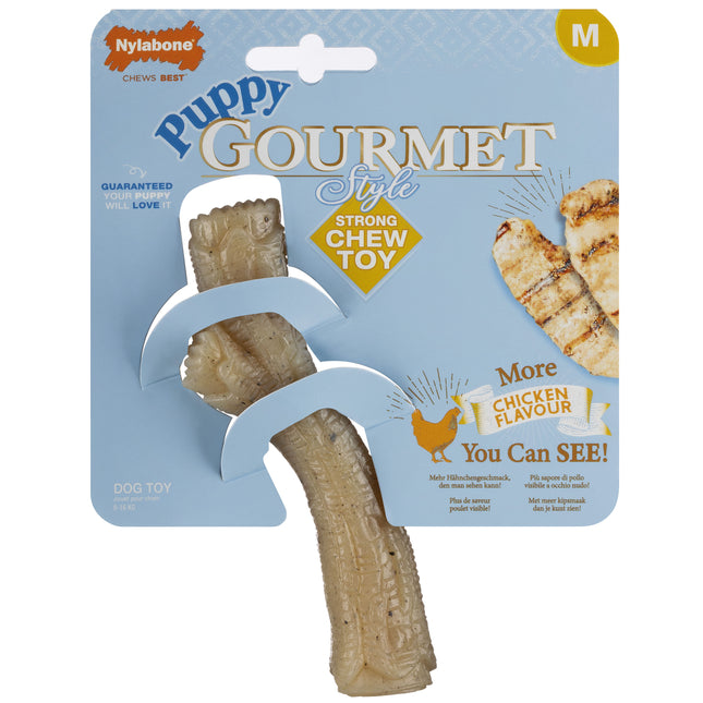 Nylabone Puppy Gourmet Chicken Stick - dog chew, intense chicken flavor