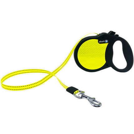 Alcott Visibility Retractable Leash 5m - Reflective Automatic Dog Leash, Neon