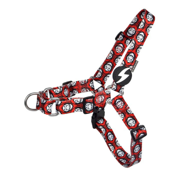 Dashi La Casa De Papel Mask Front Harness - Norwegian harness for dogs, inspired by the series Money Heist, red