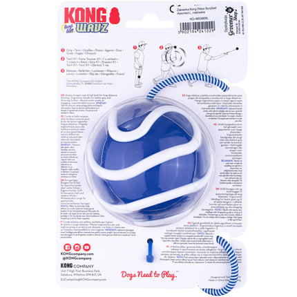 KONG Wavz Bunji Ball L - dog ball with elastic cord, floating fetch toy