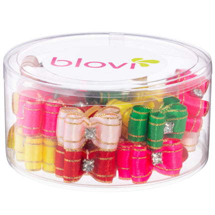 Blovi Bows Lux 25 pcs - elegant, colorful bows with golden thread and a rhinestone, on an elastic band, for dogs