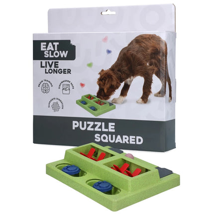 Eat Slow Live Longer Puzzle Squared - dog intelligence toy, square-shaped