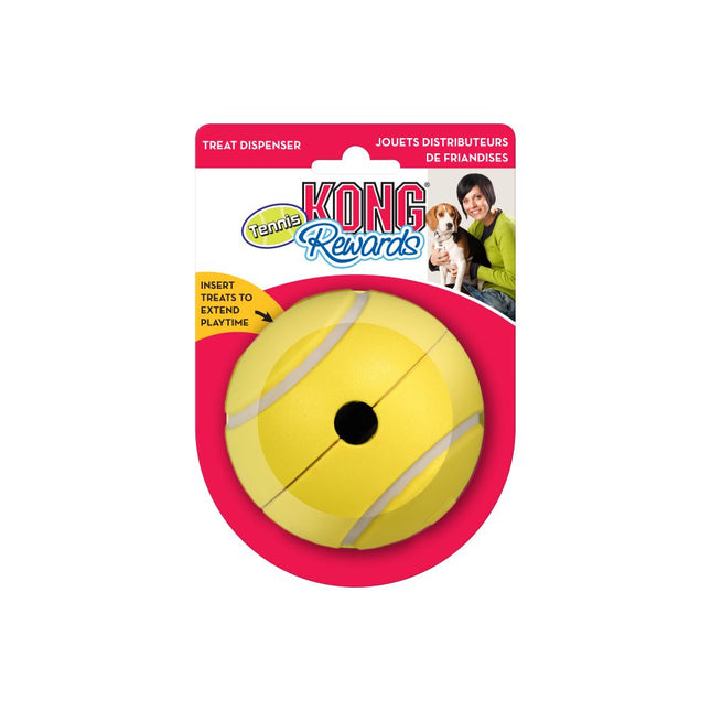 KONG Rewards Tennis Ball - treat ball for dogs, rubberized, hard