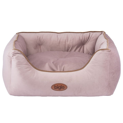 Biglo Velur Love Lux - velour pet bed for dogs and cats, with a dusty pink trim